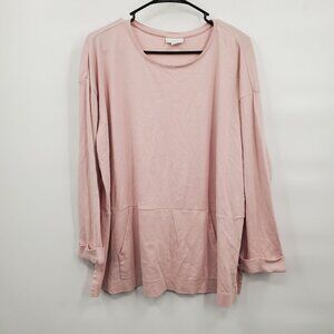 Pure Jill Kangaroo Pocket Long Sleeves Tunic Top Women Size XL Scoop Neck